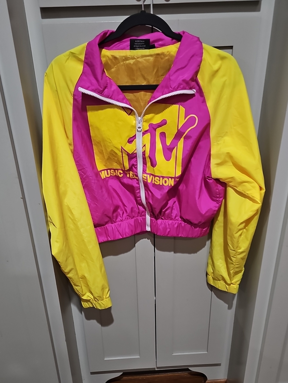 MTV Pink and Yellow Colorblock Track Jacket